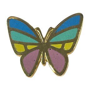 Butterfly Enamel Pin Brooch Multicolor Gold-Tone Metal Tiny